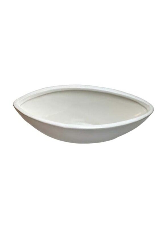 

Generic Boat Shape Ceramic Vase with Glazed Touch, 28 x 9 x 13cm, White