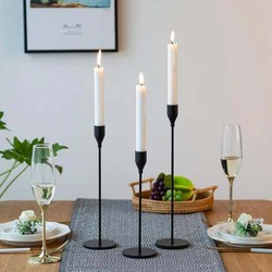 Elegant Candle Holder Set, 3 Piece Black