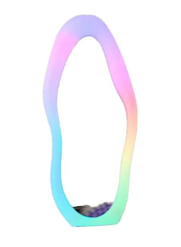 Unique Shape with RGB Light Velvet Frame Mirror, Multicolour