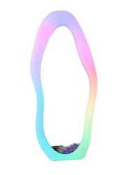 Unique Shape with RGB Light Velvet Frame Mirror, Multicolour