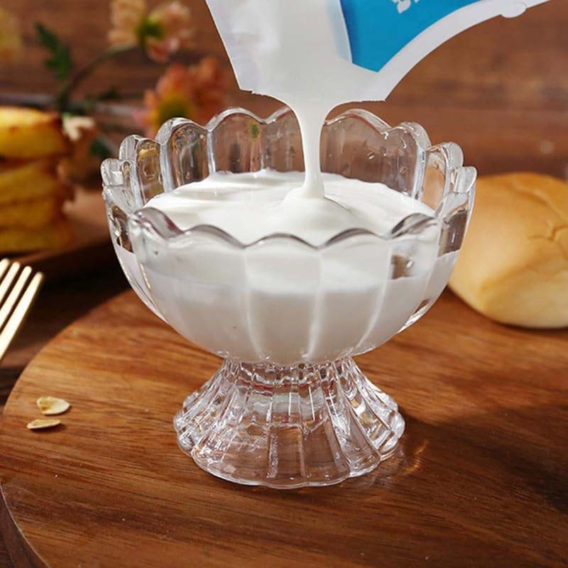 6-Piece Small Cute Footed Tulip Clear Glass Round Dessert Cups, Transparent