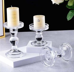 Candle Glass Holder Set, 3 Pieces, Transparent