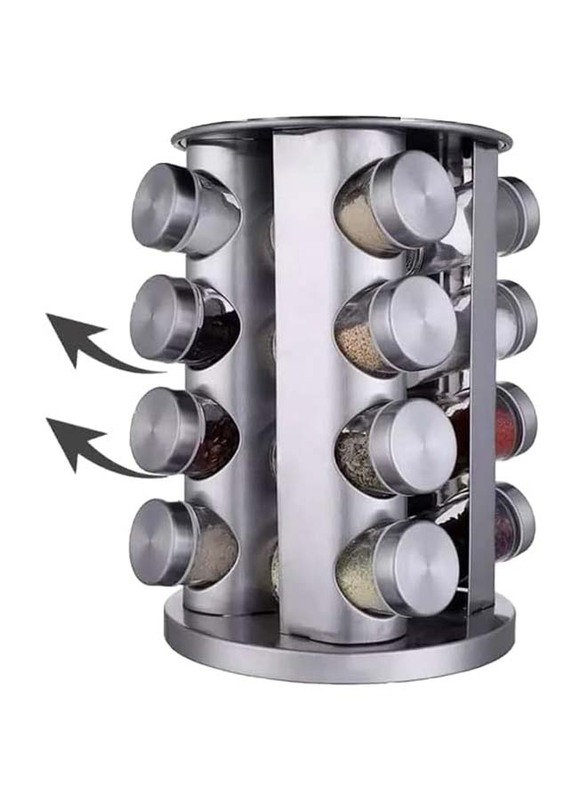 Stainless Steel Spice Rack Set with 12 Elements, Silver