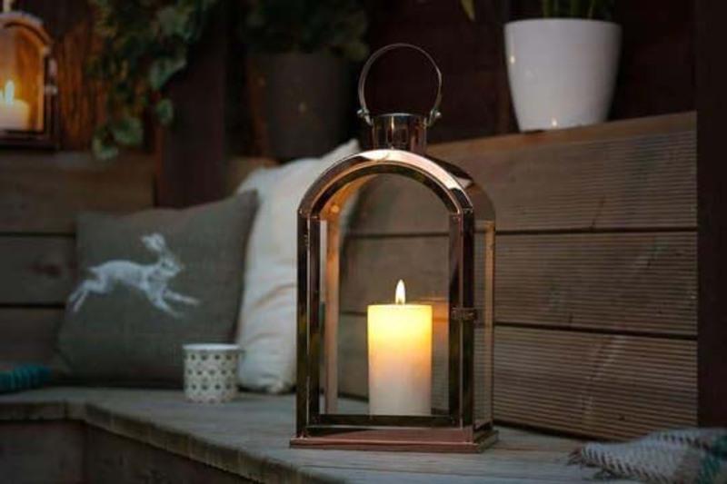 Outdoor Hurricane Dome Candle Lantern Set, 11 x 4 x 4cm, Rose Gold