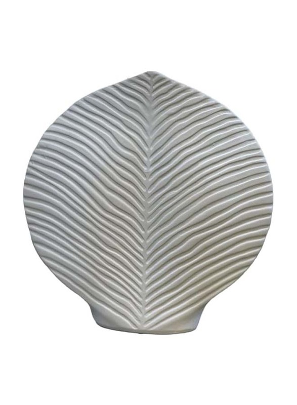 Leaf Style Ceramic Vase, 23.5 x 23.5 x 7.5cm, White