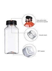 330ml 12-Piece Square Clear Pet Bottle with Plastic Black Lid, FOSBLSH0261, Transparent