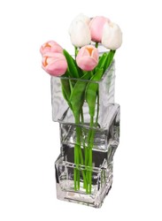 Square Glass Vase, 30 x 30 x 10cm, Transparent