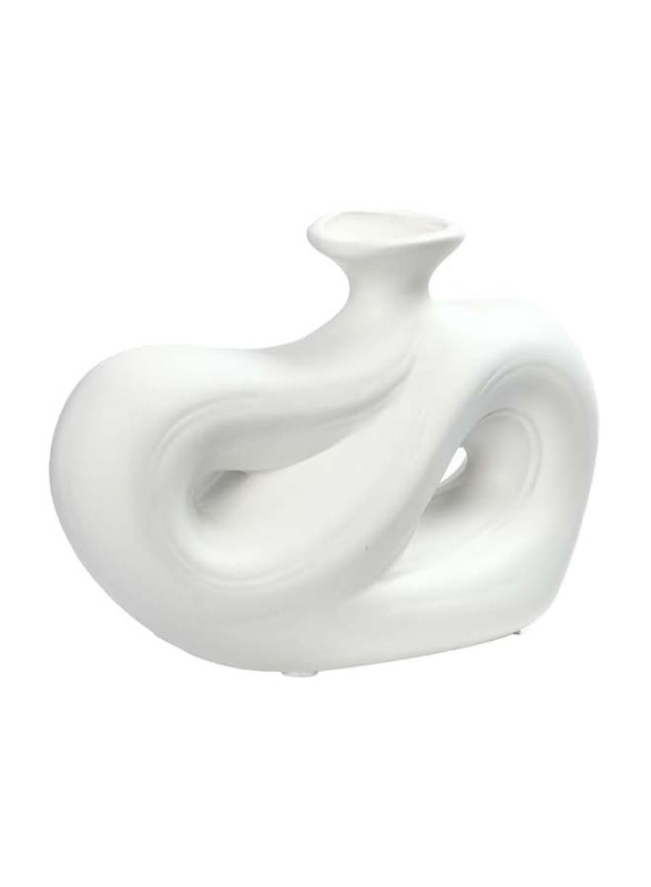 Twist Shape Ceramic Vase, 13x8x19.5cm, White