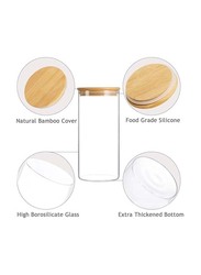 Airtight Glass Round Jar with Wooden Lid, 4 x 700ml, Transparent