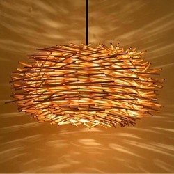 Ratan Pendant Nest Shape Lamp, Small, Warm Light