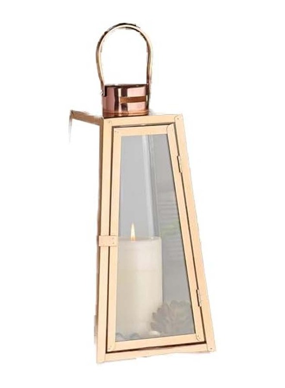 Outdoor Hurricane Triangle Candle Lantern Set, 15.5 x 6.5 x 3cm, Rose Gold