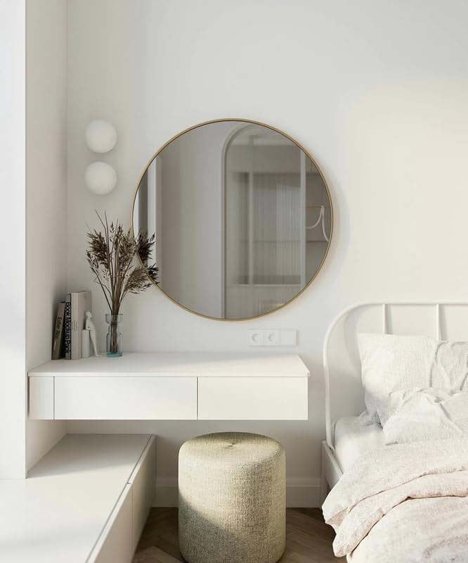 Round Shape Wall Mirror, 80 x 80 x 80cm, Gold