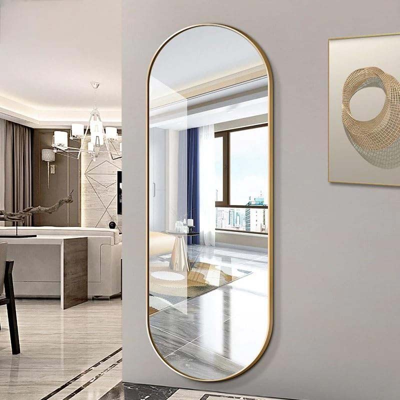 Wall Mirror Oval Shape with Frame for Wall Hanging, Gold