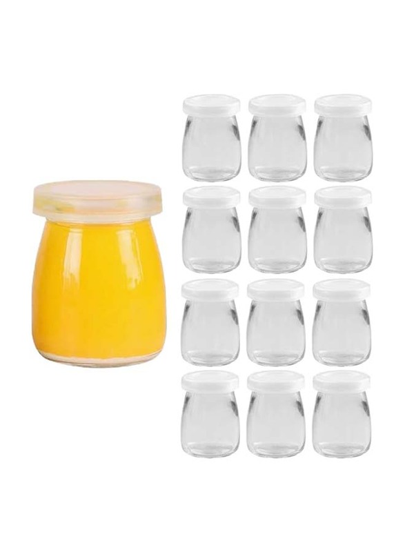 Clear Glass Jar with Leak Proof Locking Plastic Lid, 12 x 100ml, Transparent