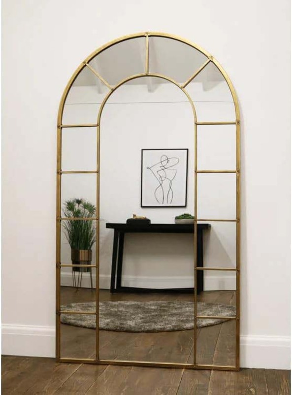 Window Arch Shape Mirror with Elegant Design for Decoration, Gold