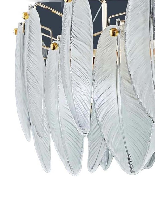 Glass Feathers Shape Chandelier With 3 Layers, 100 x 100 x 25cm, Multicolour