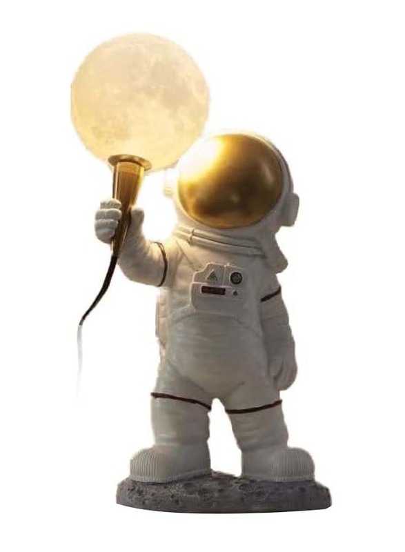 Astronaut Table Lamp, White/Gold