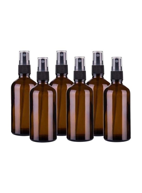 Glass Spray Bottle with Diffuser, 12 Pieces, 100ml, 2.5 x 2.5 x 6cm, Brown