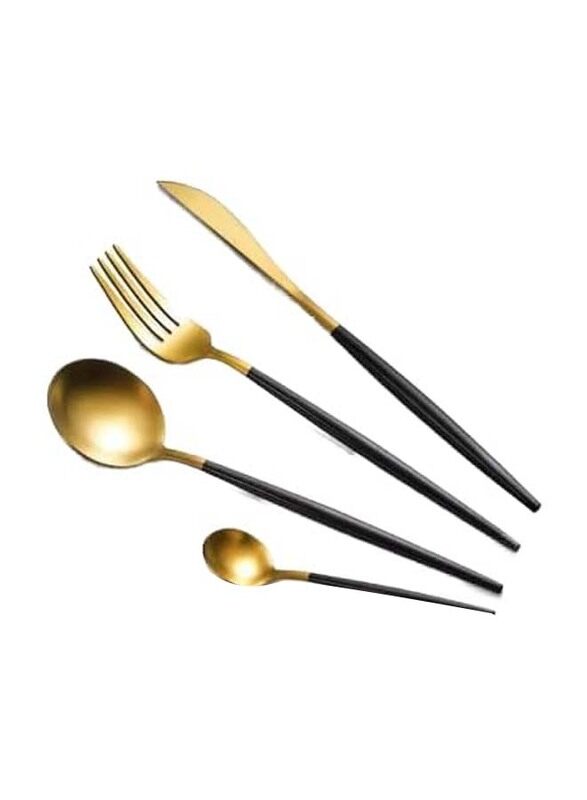 

Generic 6-Piece x 4-Each Stainless Steel Cutlery Set, Luxurious Gold/Black Matt