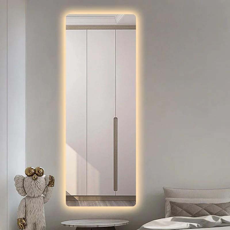 Frameless Rectangular Shape Wall Mirror with Backside Led Light, Clear