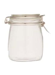 Glass Airtight Clip Jar with Glass Lid, 4 x 1000ml, Transparent