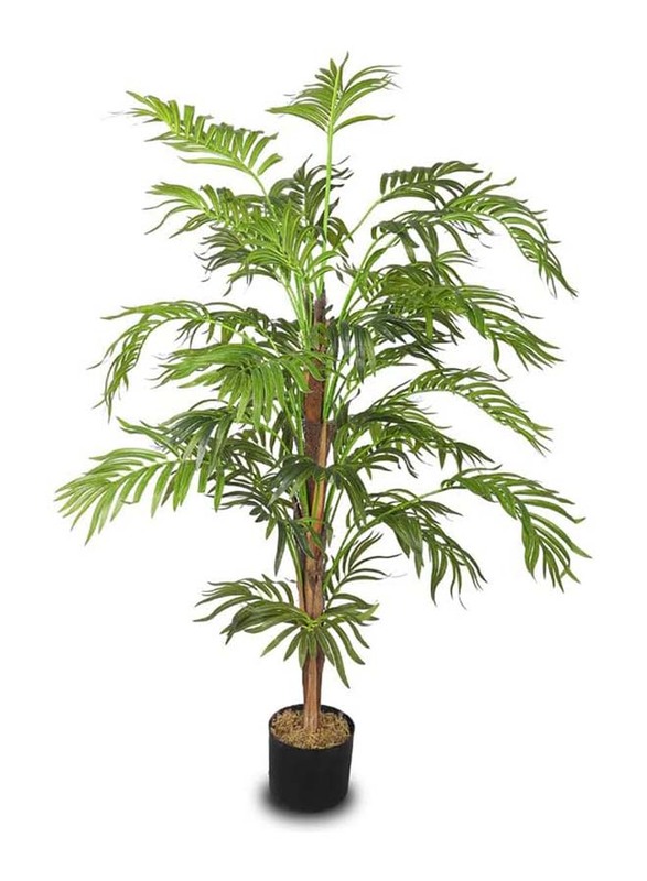 Nearly Natural Real Touch Artificial BroadLeaf Lady Palm, 90 x 90 x 150cm, Green/Brown