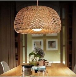 Ratan Pendant Hanging Lamp, Small, Warm Light