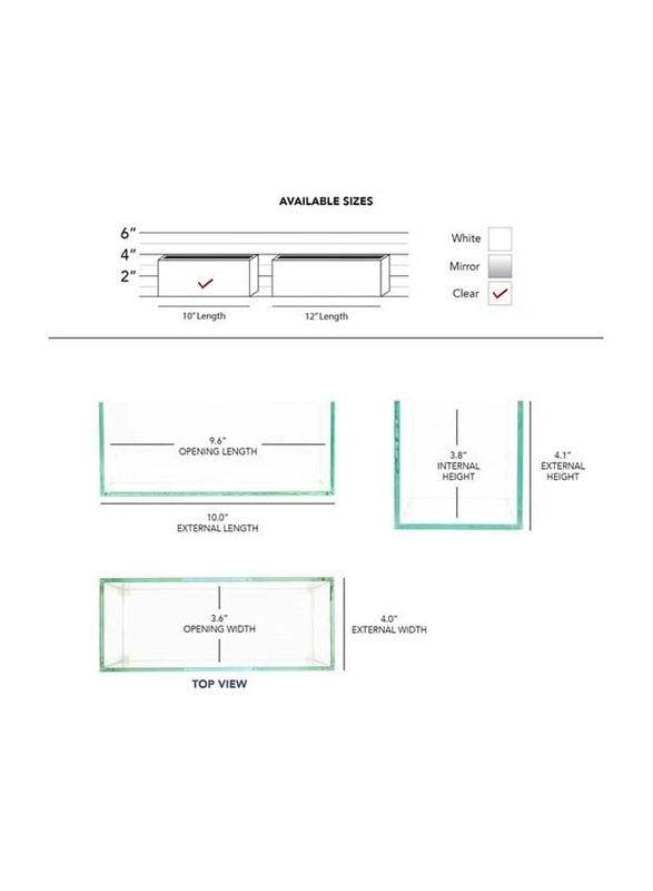 Rectangle Flower Glass Vase Decorative Centerpiece for Home Or Wedding, 10.2 x 25.4 x 10.2cm, Transparent