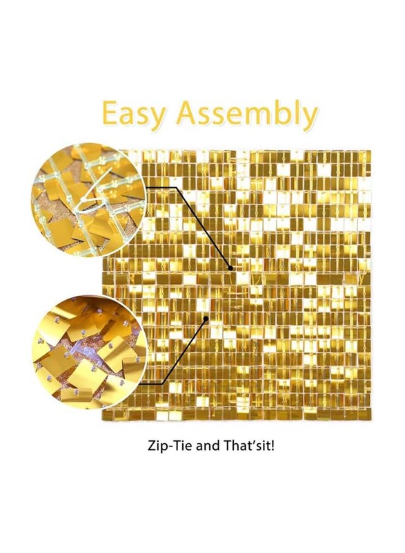 Shimmer Stand Square Wall Panels Backdrop, 24 Pieces, Gold