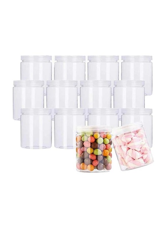 Clear Pet Plastic Jar with Plastic Lid, 12 x 200ml, Transparent