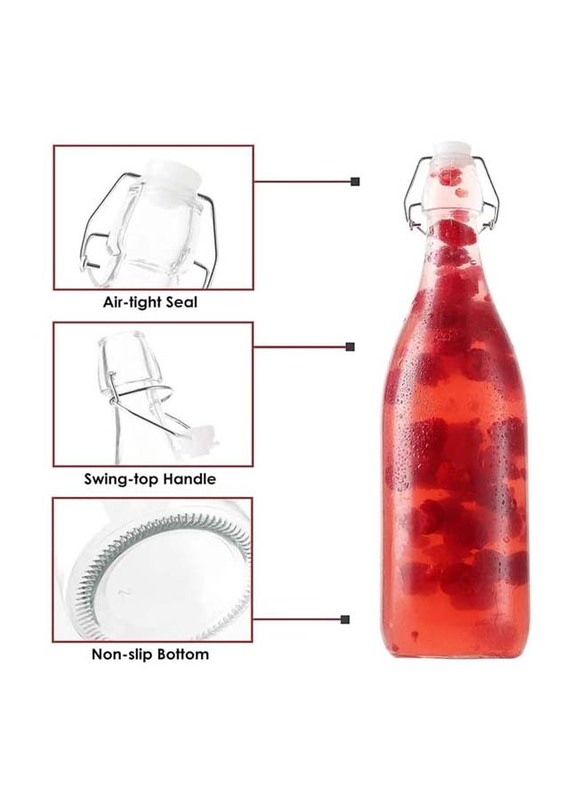 250ml 12-Piece Glass Leak Proof Bottle with Sing Top for Beverages, FOSBLSH0166, Transparent