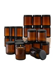 Dark Amber Cosmetics Jar With Plastic Lid, 12 Pieces, 120ml, 4 x 5.5cm, Brown