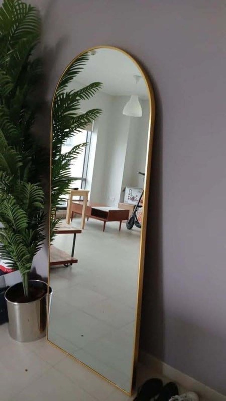 Half Moon Shape Aluminium Arch Mirror for Standing Floor, Clear