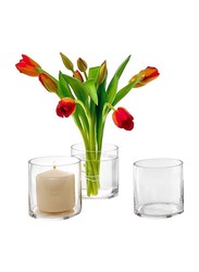 Glass Cylinder Vases Set, 10 x 10 x 10cm, 12 Pieces, Transparent