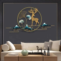 Deer with Mountain Inspiration Wall, 74 x 74 x 140cm, Multicolour