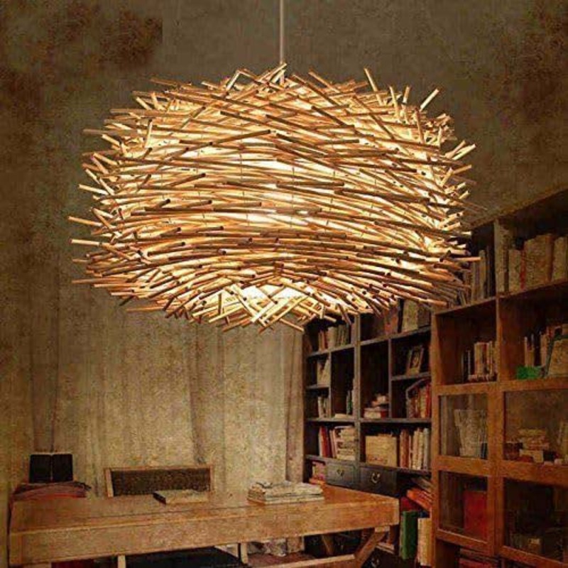 Ratan Pendant Nest Shape Lamp, 35 x 35 x 20cm, Brown