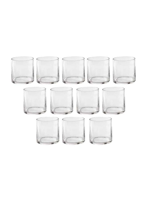 Glass Cylinder Vases Set, 10 x 10 x 10cm, 12 Pieces, Transparent