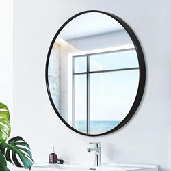 Round Shape Aluminium Frame Wall Mirror, Black