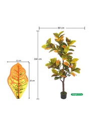 Nearly Natural Real Touch Artificial Croton Plant, 80 x 80 x 160cm, Green/Brown