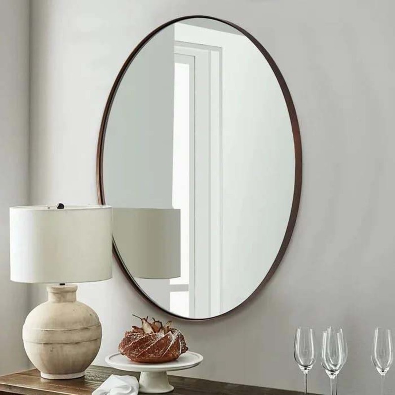 Oval Egg Shape Wall Mirror, Black