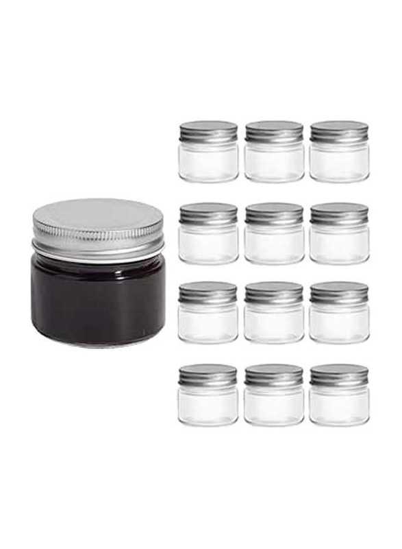 Mason Jar Black with Airtight Metal Lid, 12 x 200ml, Transparent