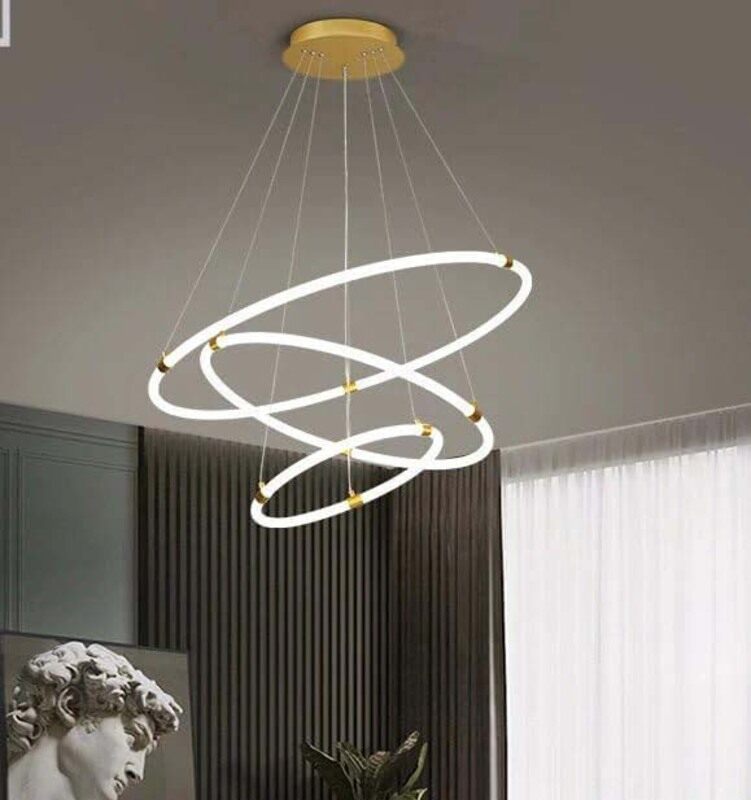 

Generic Unique Design LED Pendant Light With Dimmable Light & Multi Size Ring, 80 x 80 x 80cm, Multicolour