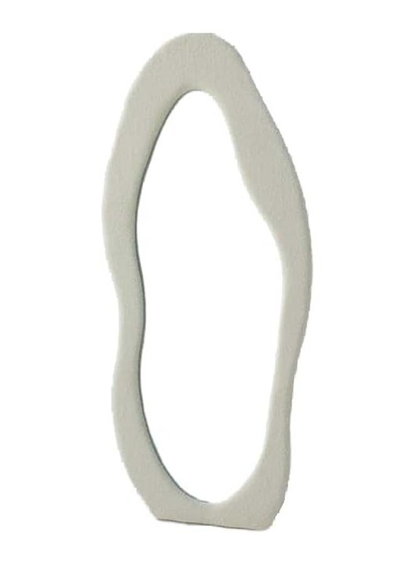 Unique Shape Off White Velvet Frame Mirror For Home Decoration, Off White