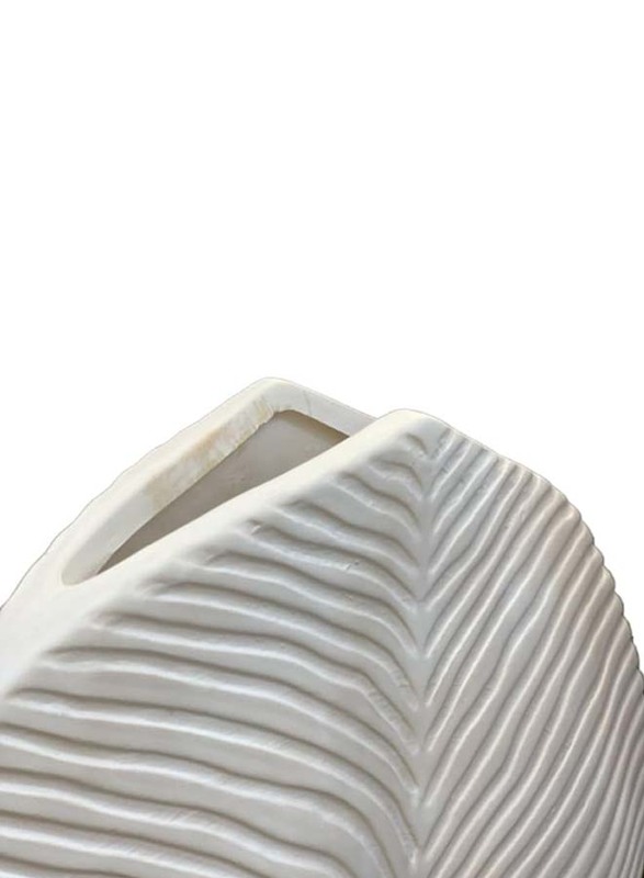 Leaf Style Ceramic Vase, 23.5 x 23.5 x 7.5cm, White