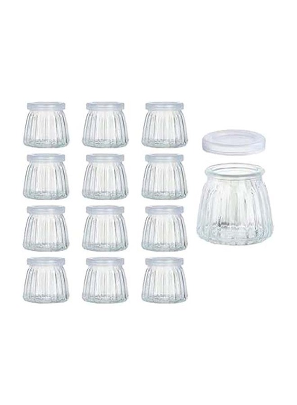 Glass Jar & Airtight Plastic Lid for Cosmetics, 12 x 100ml, Transparent