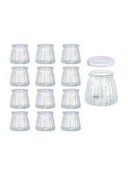 Glass Jar & Airtight Plastic Lid for Cosmetics, 12 x 100ml, Transparent