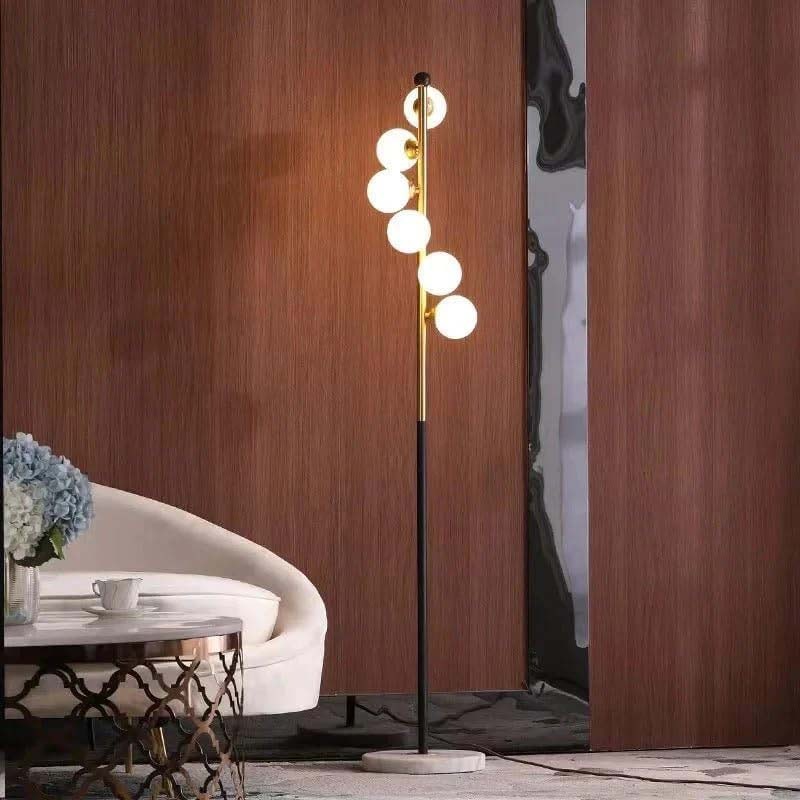 Glass Ball Standing Floor Light, 11 x 11 x 65cm, Gold