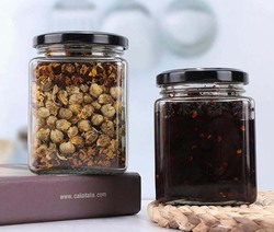 Square Clear Glass Jar with Metal Lid, 12 x 60ml, Transparent