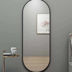 Wall Mirror Oval Shape For Wall Hanging, Black/Clear