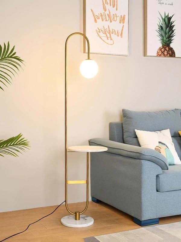 Double Marble Floor Lamp, Gold